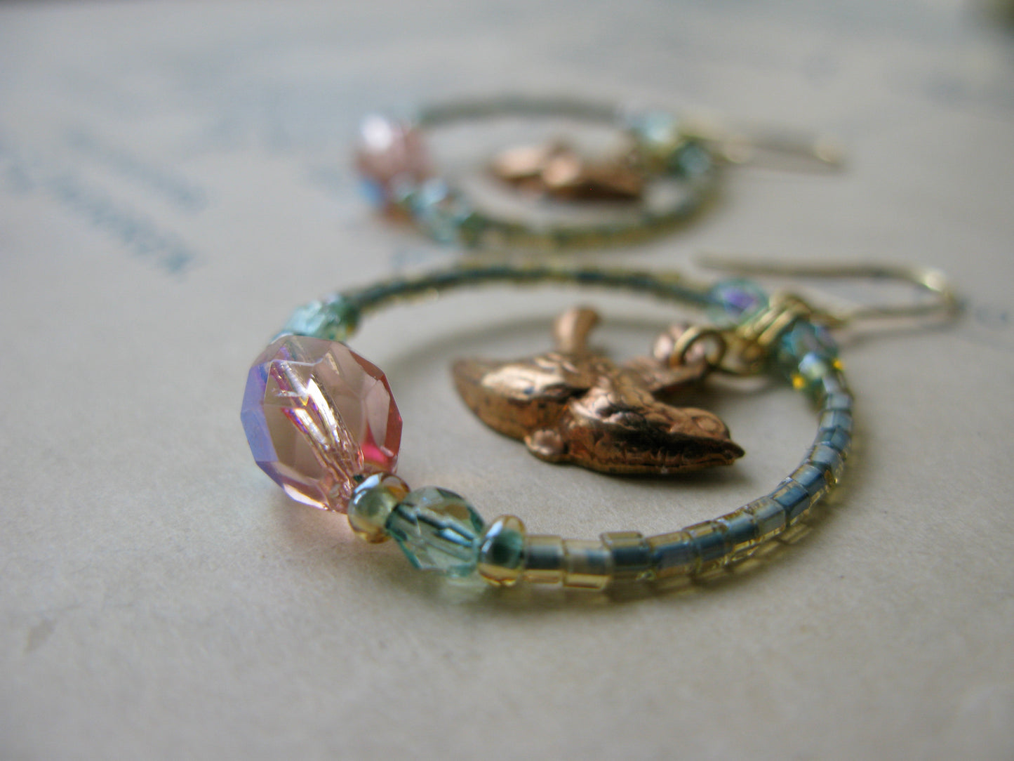 Lark glass hoop earrings in light green