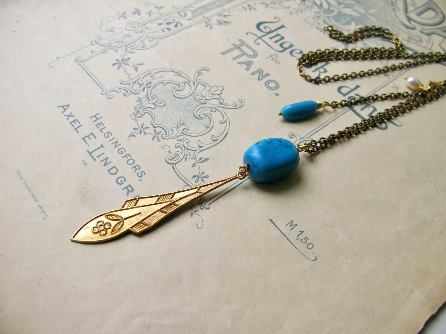Plume necklace in turquoise