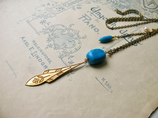 Plume necklace in turquoise