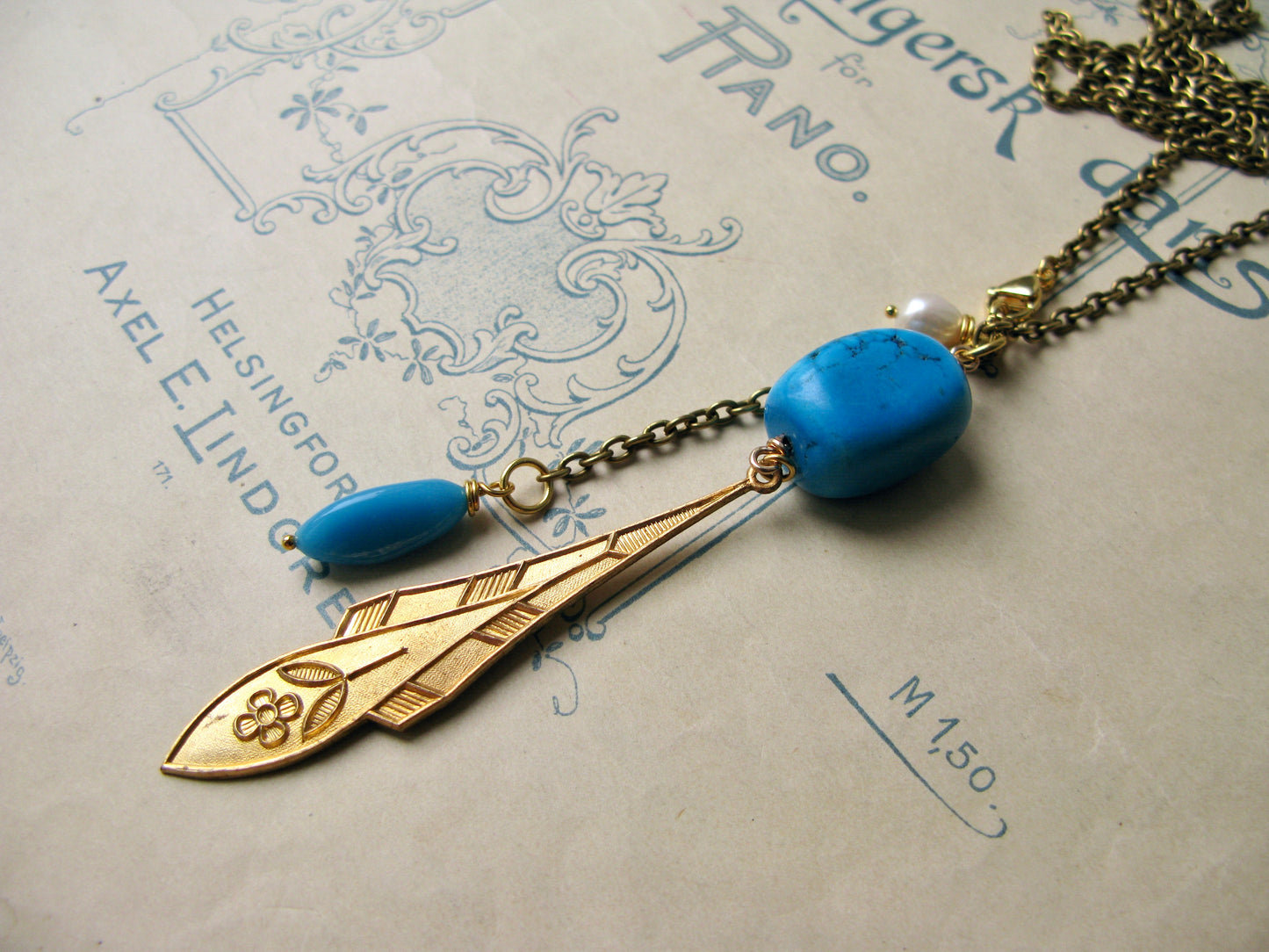 Plume necklace in turquoise