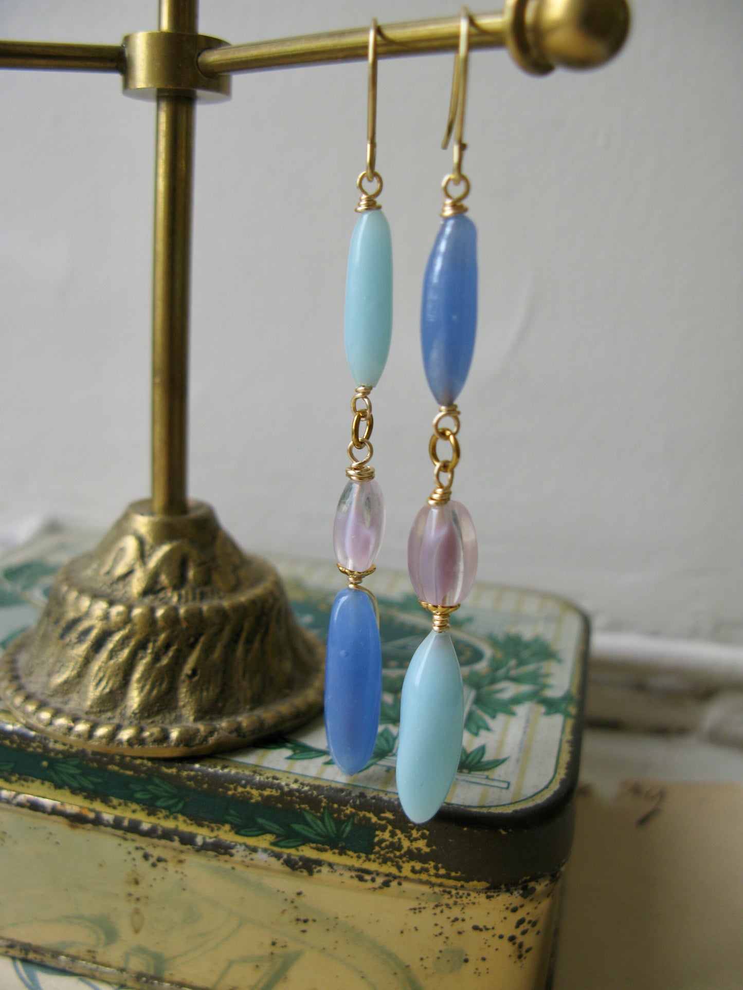 Palette long earrings in summer sky