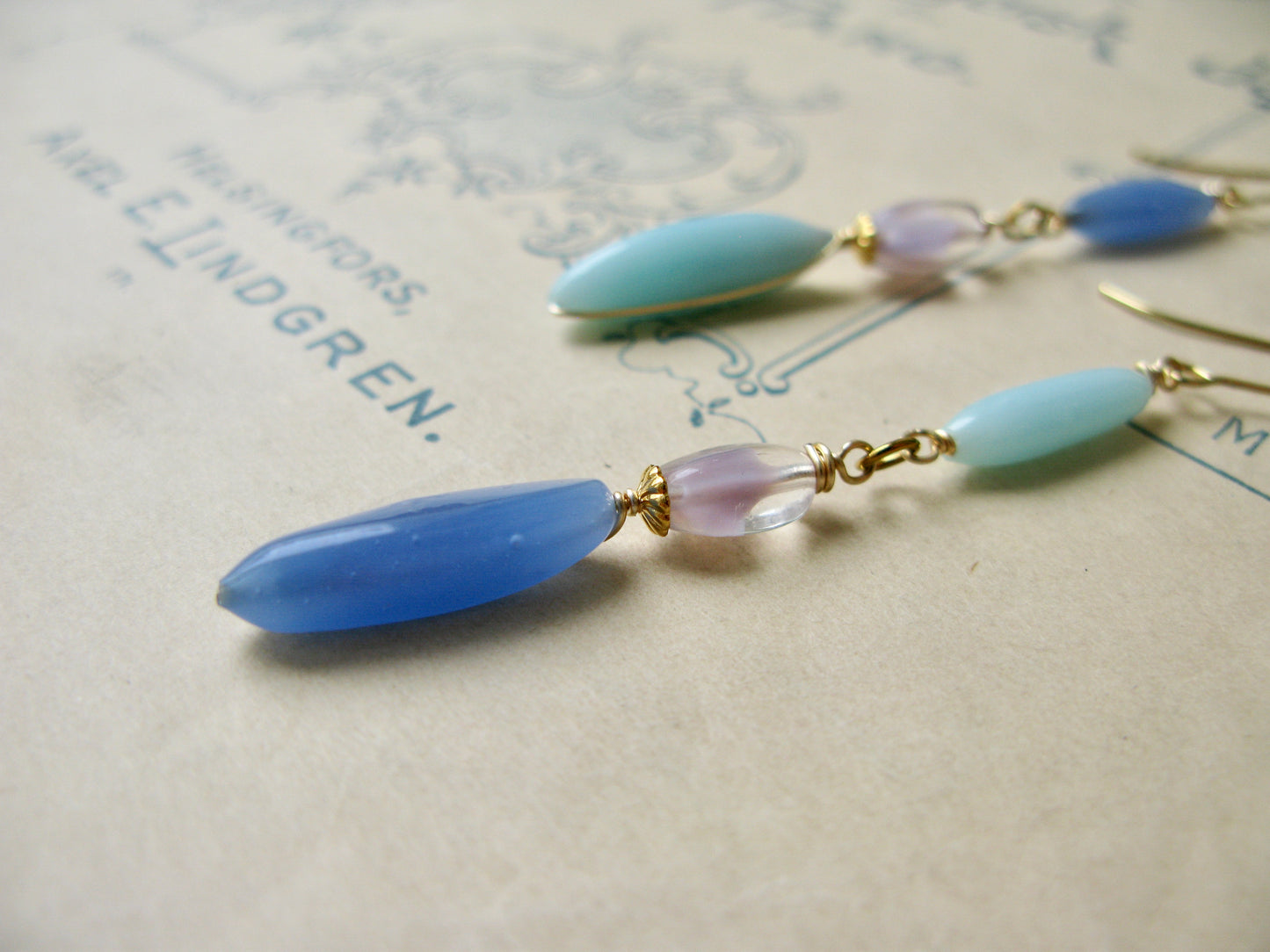 Palette long earrings in summer sky