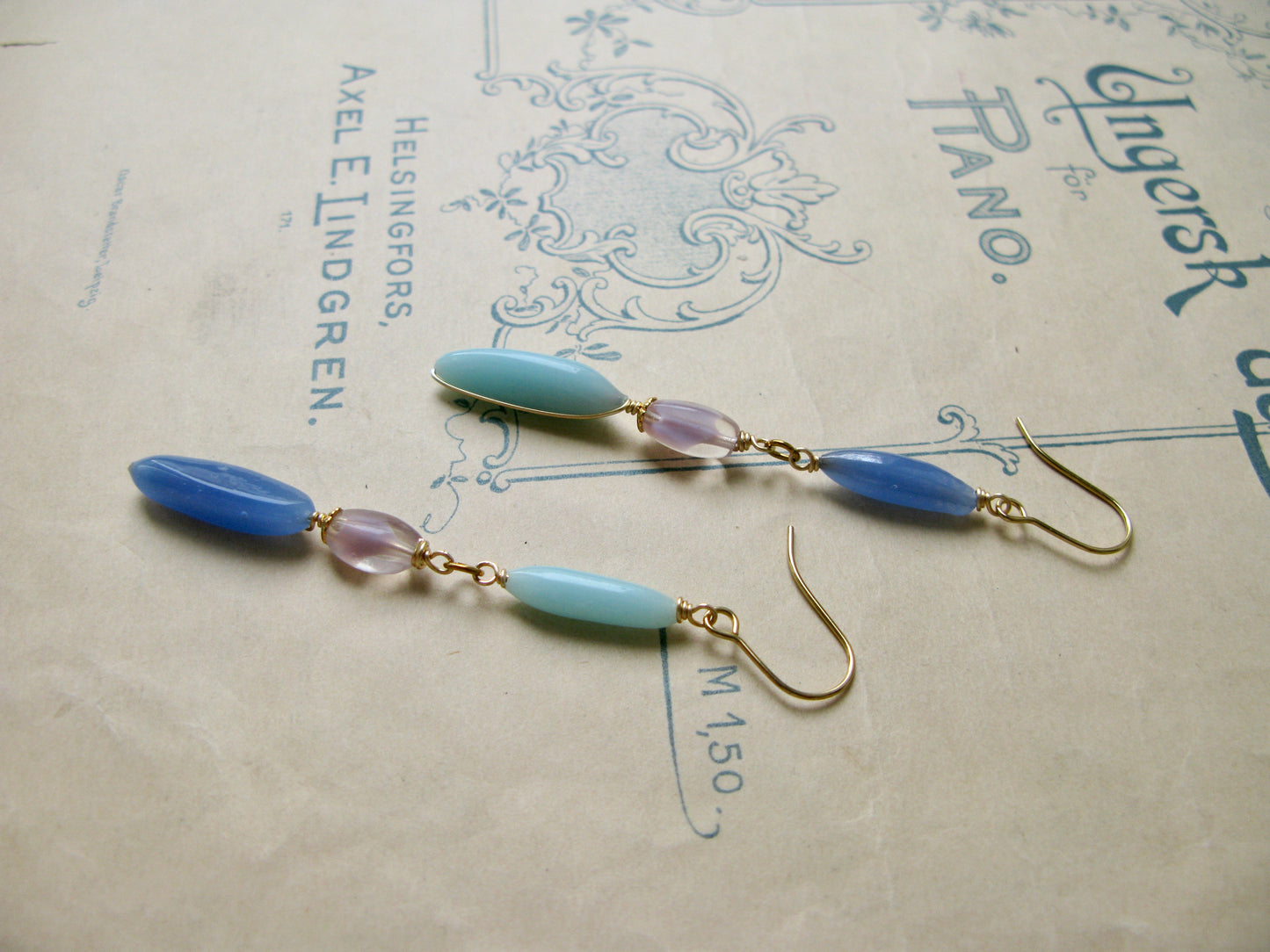 Palette long earrings in summer sky