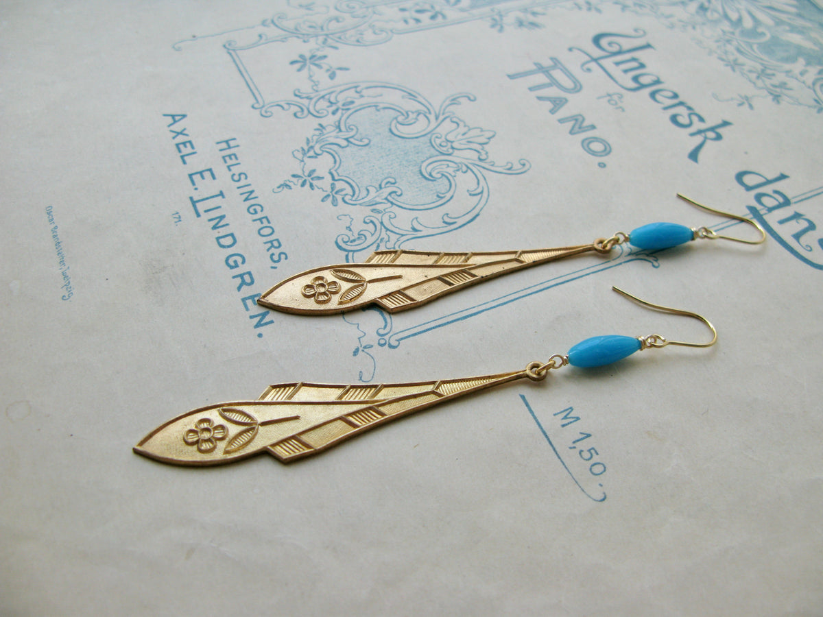 Plume earrings in blue turquoise
