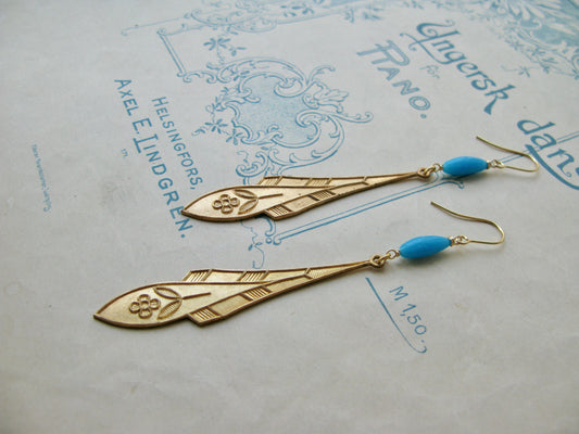 Plume earrings in blue turquoise