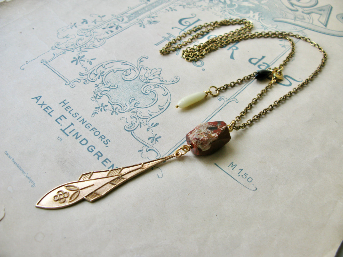 Plume necklace in jasper