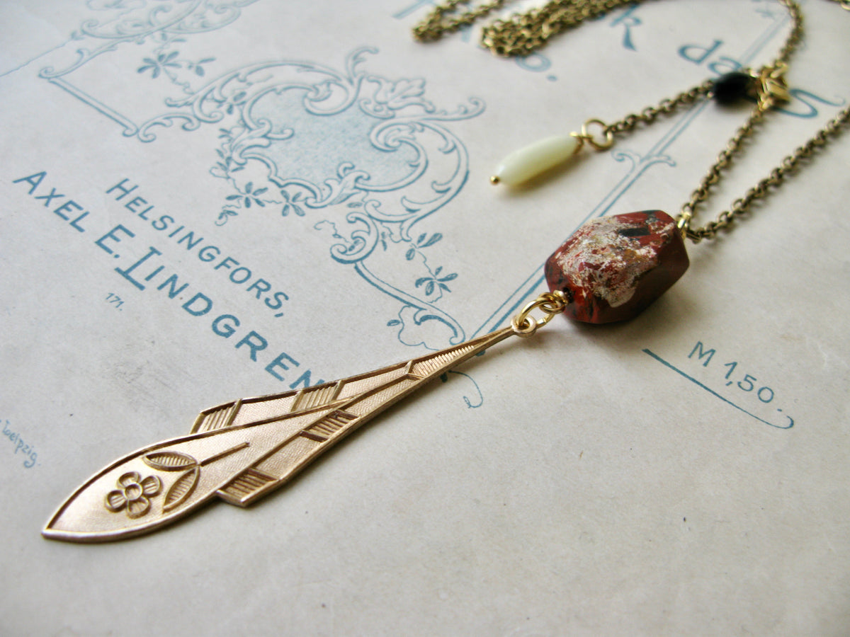 Plume necklace in jasper