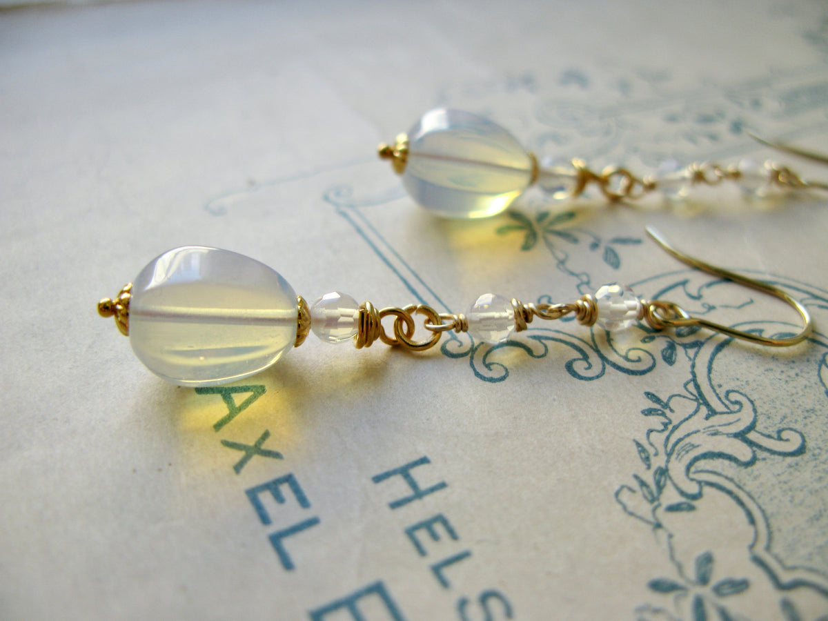 Opal Drop long earrings
