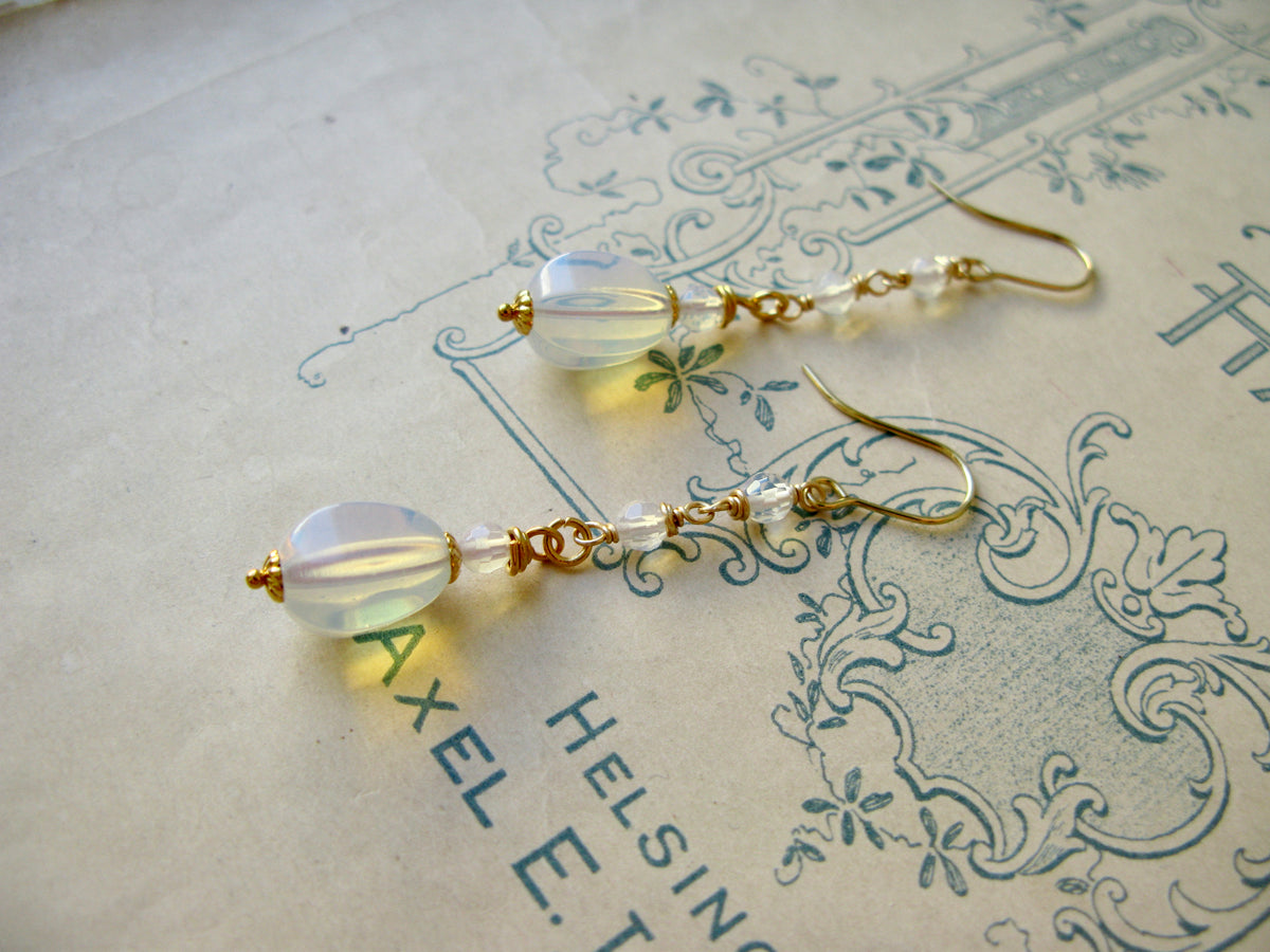 Opal Drop long earrings