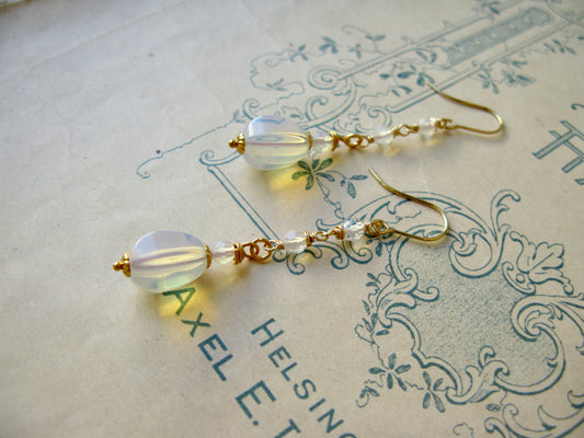 Opal Drop long earrings