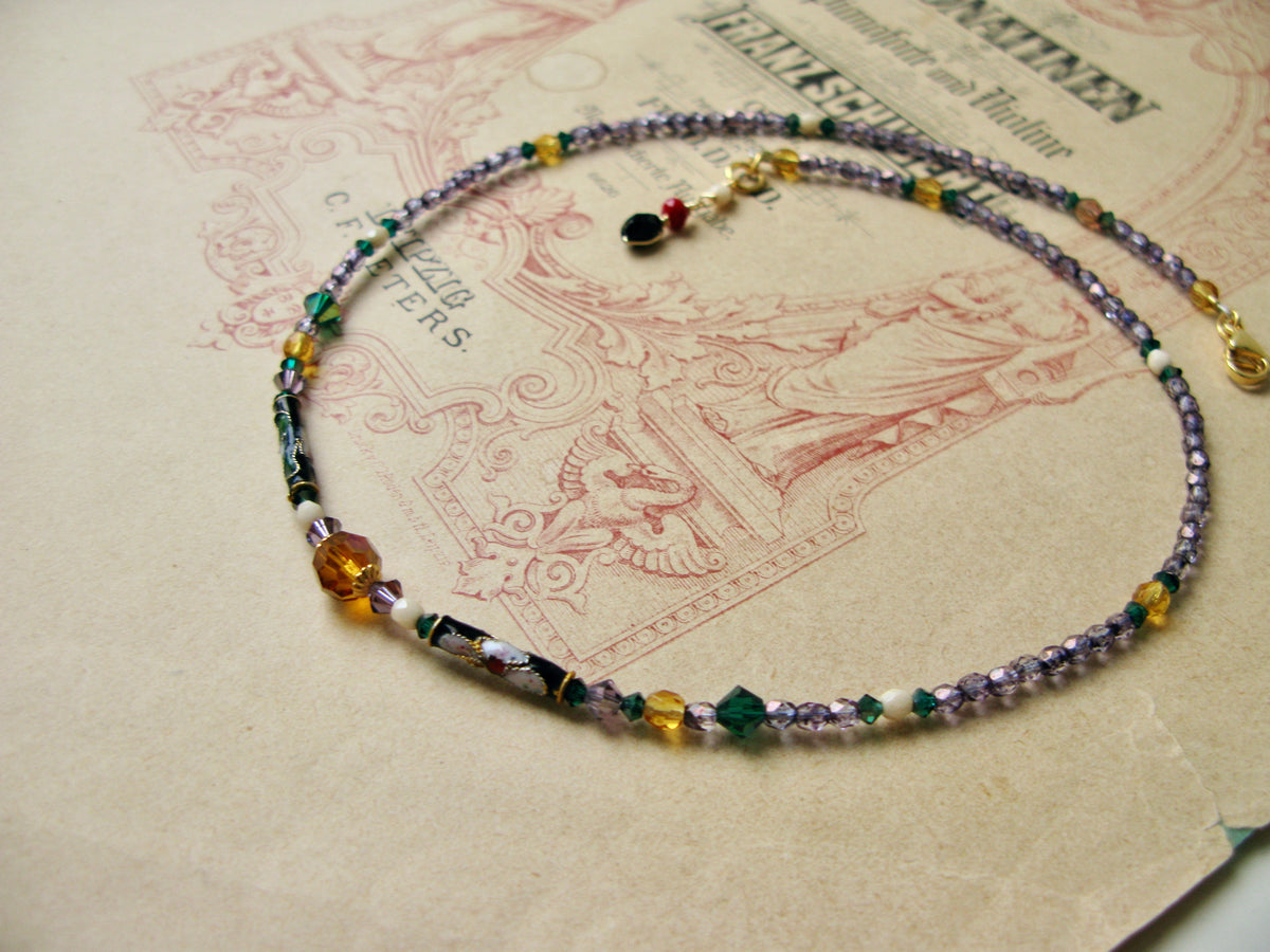 Suits single necklace in topaz + lilac mix