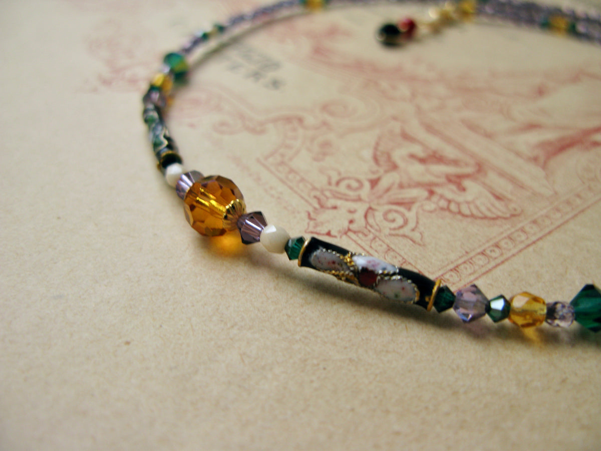 Suits single necklace in topaz + lilac mix