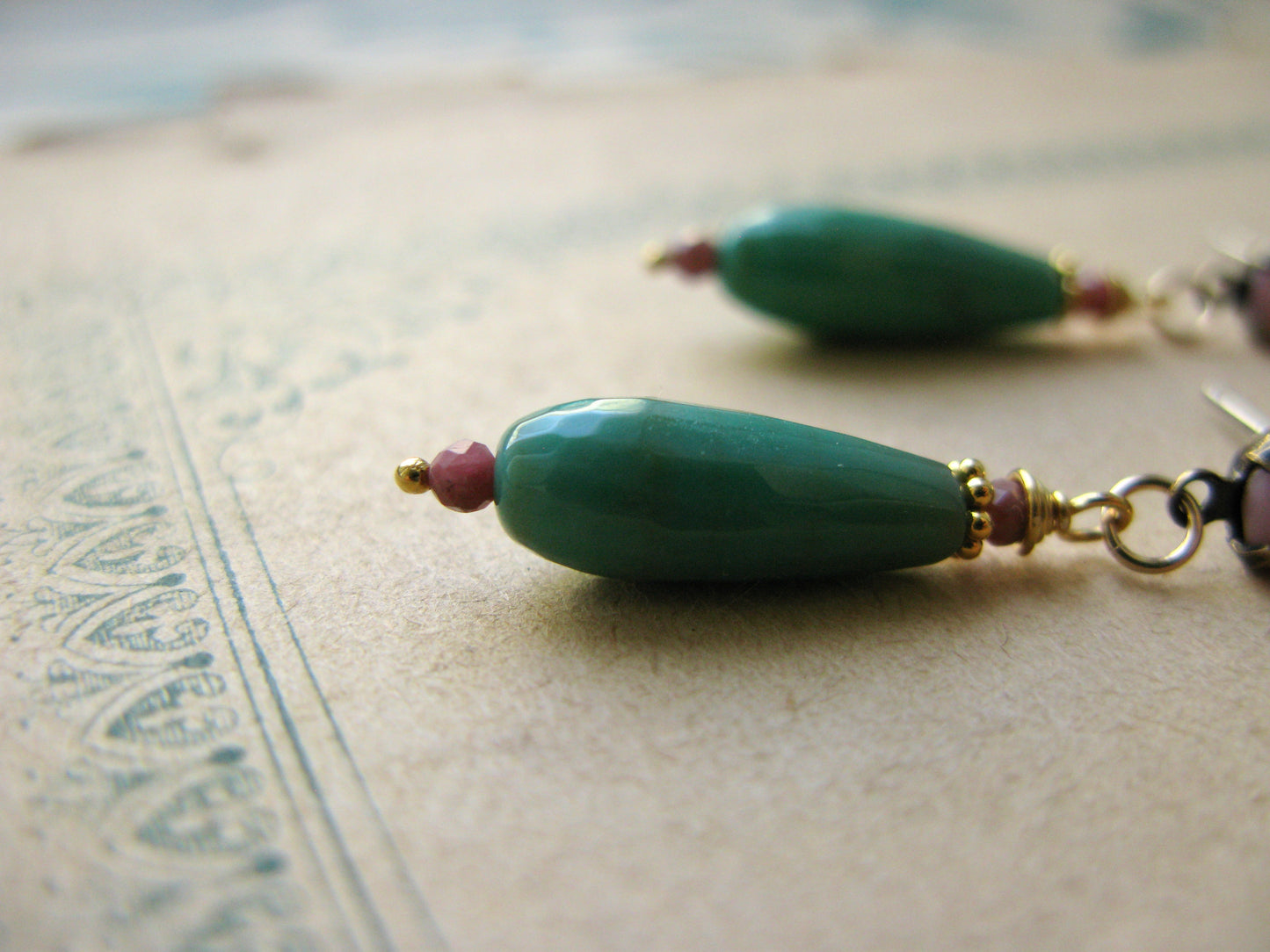 Magnolia post earrings in green